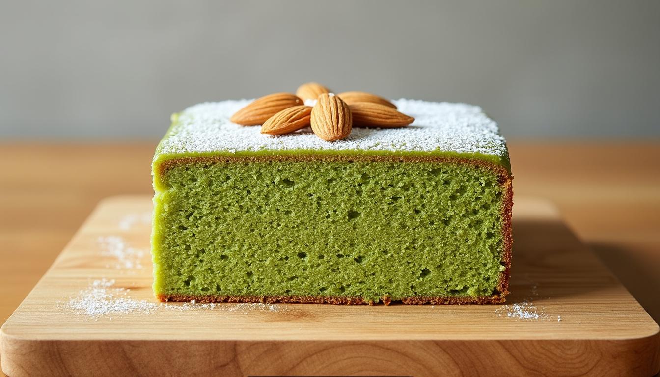 découvrez notre délicieux gâteau au thé matcha et aux amandes, un dessert parfait pour toutes les occasions. sa texture moelleuse et son goût unique en font un véritable régal pour vos papilles. idéal pour épater vos invités ou pour un moment gourmand en solo, ce gâteau est une alliance parfaite entre authenticité et élégance.